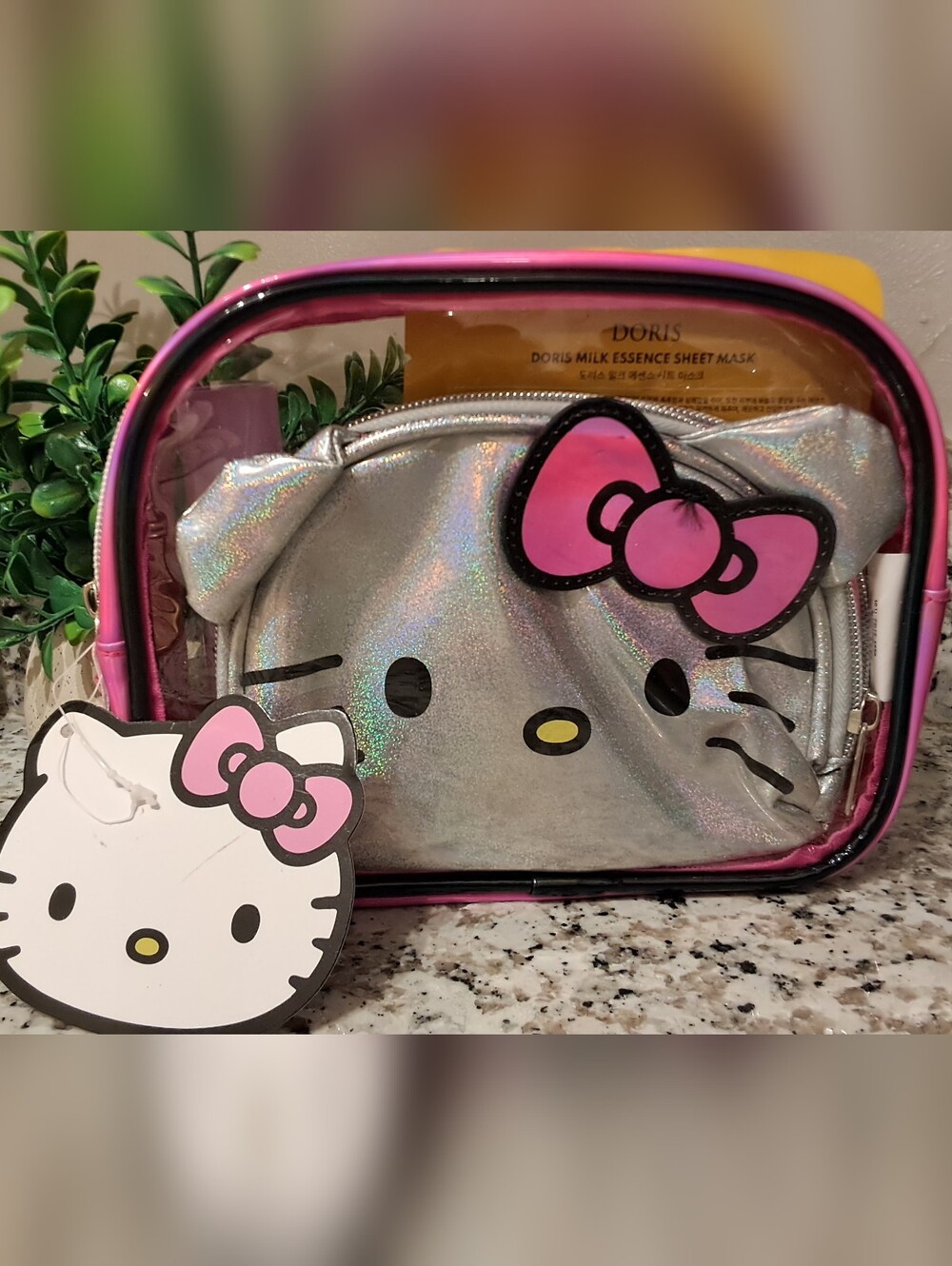 Sanrio Hello Kitty Holographic Makeup Bag With Extras